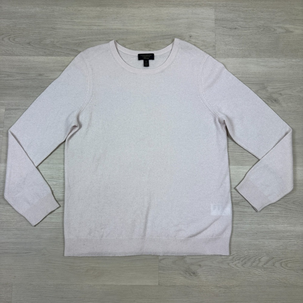 Charter Club 100% Cashmere Crewneck Sweater Womens XL Light Pink NEW